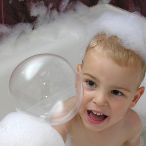 child with bubbles